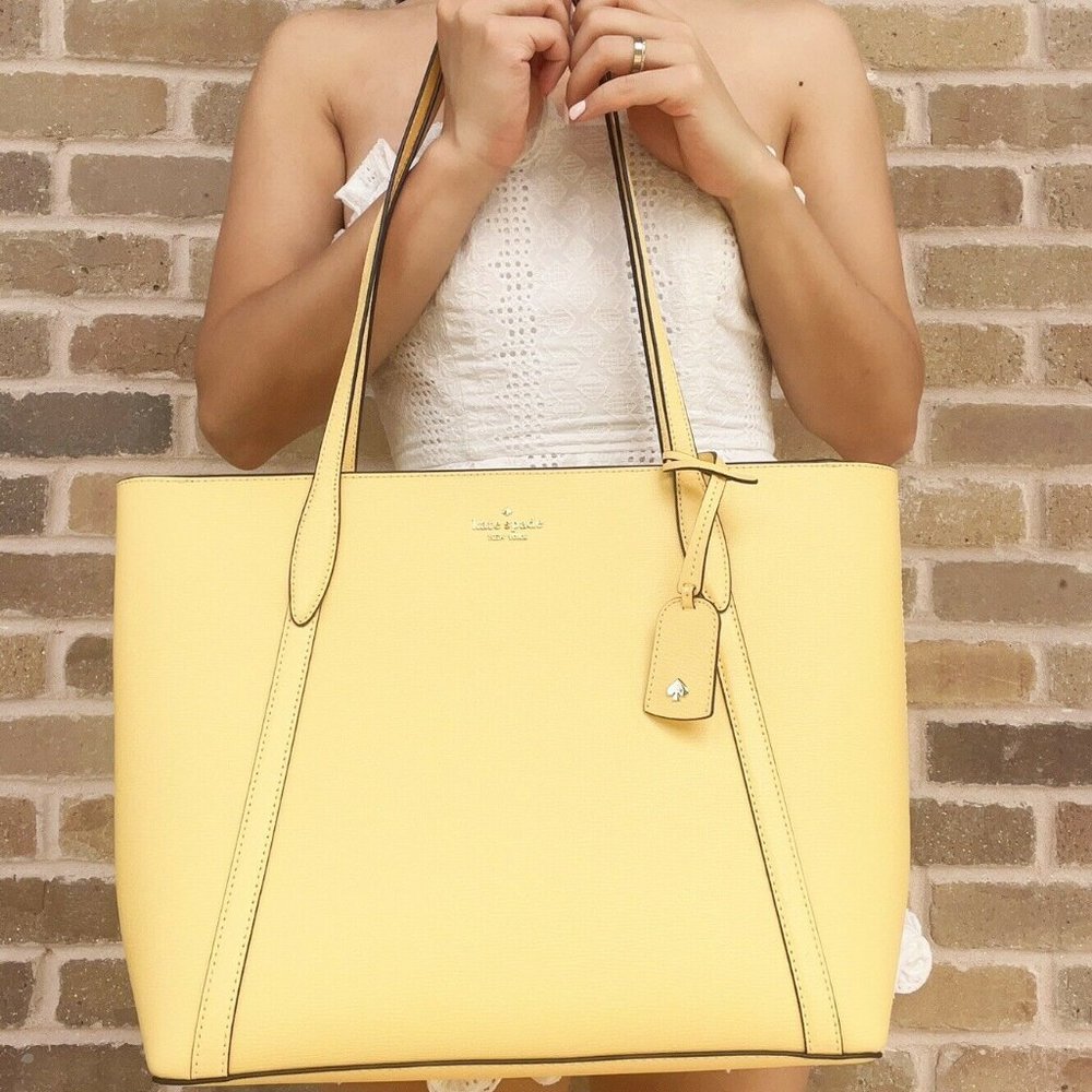 Kate Spade Large Tote Top Zip Shoulder Bag Yellow - Picture 4 of 4